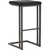 Boone Bar Stool in Onyx Leatherette & Steel (Set of 2)